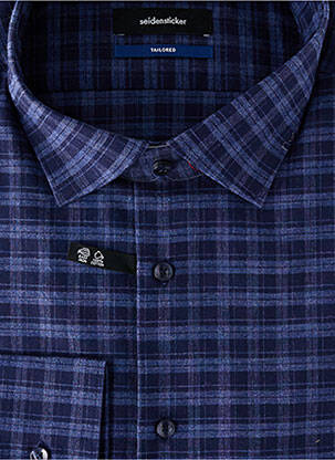 Chemise manches longues imprimé carreaux bleu SEIDEN STICKER homme