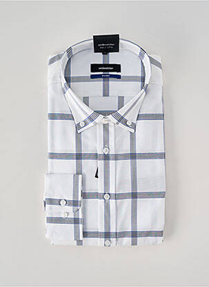 Chemise manches longues imprimé carreaux blanc SEIDEN STICKER homme