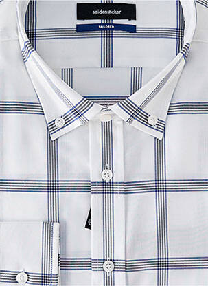 Chemise manches longues imprimé carreaux blanc SEIDEN STICKER homme