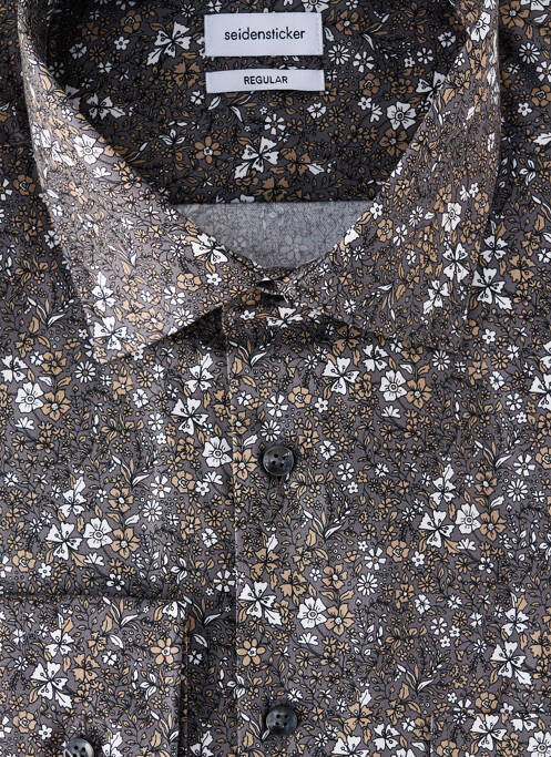 Chemise manches longues imprimé fantaisie gris SEIDEN STICKER homme