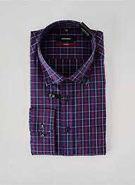 Chemise manches longues imprimé carreaux bleu SEIDEN STICKER homme