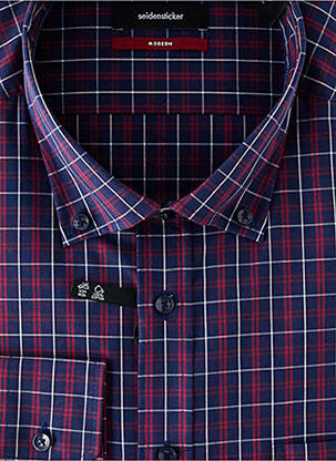 Chemise manches longues imprimé carreaux bleu SEIDEN STICKER homme
