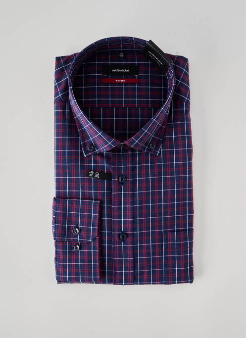 Chemise manches longues imprimé carreaux bleu SEIDEN STICKER homme