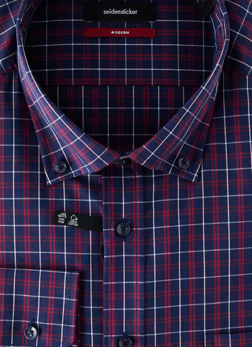 Chemise manches longues imprimé carreaux bleu SEIDEN STICKER homme