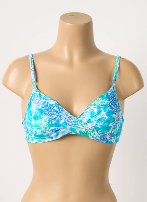 Haut de maillot de bain stretch haut soutien-gorge moulé bleu JESSY BEACHWEAR femme