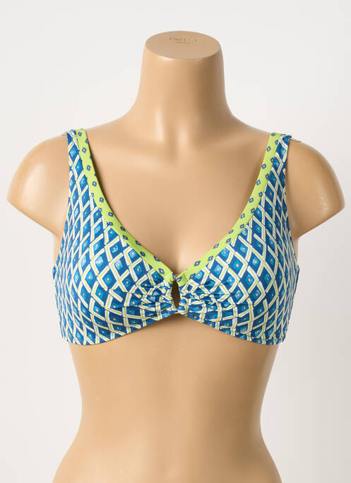 Haut de maillot de bain stretch haut soutien-gorge moulé bleu JESSY BEACHWEAR femme