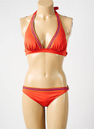 Maillot de bain 2 pièces stretch haut soutien-gorge avec mousse de rembourrage amovible orange ANTIGEL femme
