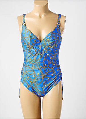 Maillot de bain 1 pièce effet matière satinée haut soutien-gorge emboitant bleu PRIMADONNA femme