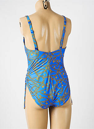 Maillot de bain 1 pièce effet matière satinée haut soutien-gorge emboitant bleu PRIMADONNA femme