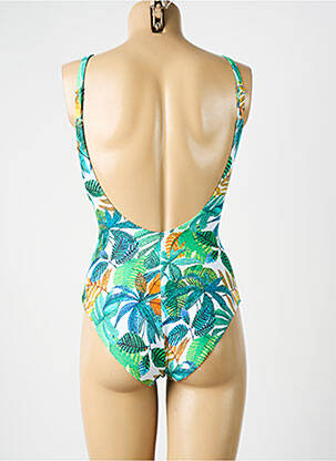 Maillot de bain 1 pièce effet matière satinée haut soutien-gorge moulé vert JESSY BEACHWEAR femme