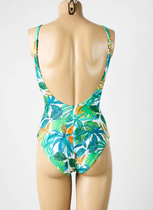 Maillot de bain 1 pièce effet matière satinée haut soutien-gorge moulé vert JESSY BEACHWEAR femme
