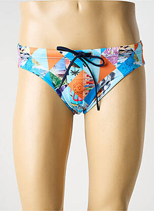 Slip de bain tissage satiné bleu HOM homme