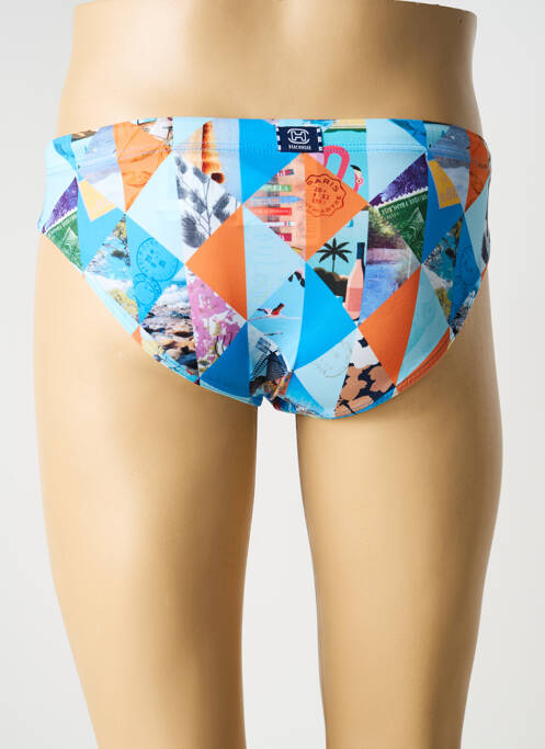 Slip de bain tissage satiné bleu HOM homme