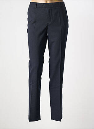 Pantalon chino fermeture zippée sous rabat avec crochet taille haute bleu LEON & HARPER femme