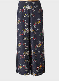 Pantalon large tissage crêpe taille haute bleu BELLEROSE femme