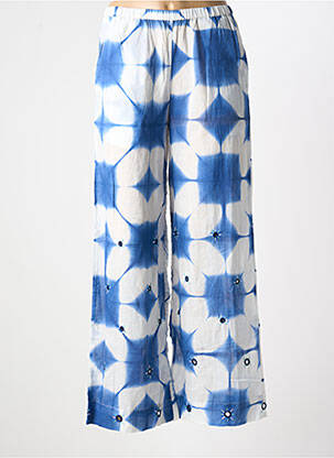Pantalon large tissage popeline taille normale bleu V.DE.VINSTER femme