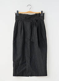 Jupe mi-longue taille à pinces noir SET femme