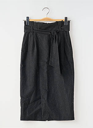 Jupe mi-longue taille à pinces noir SET femme
