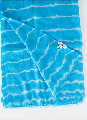 Echarpe finition franges bleu JULY TO JUNE femme