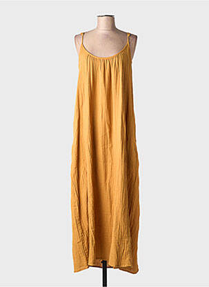 Robe longue manches bretelles ajustables fines bretelles marron HOD femme