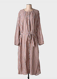 Robe mi-longue manches longues manches longues marron LEON & HARPER femme
