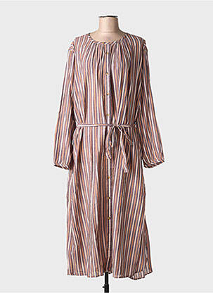 Robe mi-longue manches longues manches longues marron LEON & HARPER femme