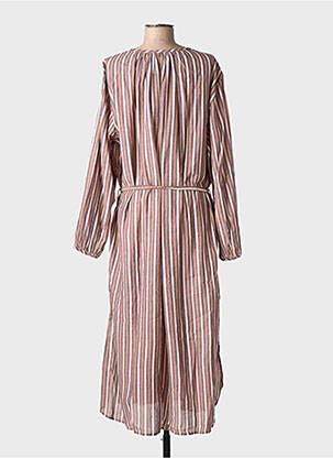 Robe mi-longue manches longues manches longues marron LEON & HARPER femme
