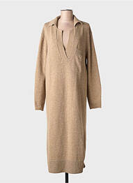 Robe pull coupe droite manches longues marron SECOND FEMALE femme