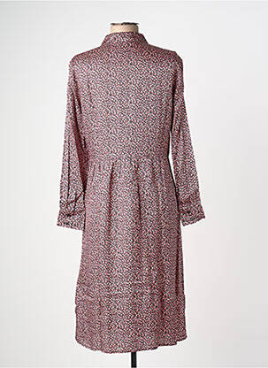 Robe mi-longue imprimé fleurs manches longues rose SET femme