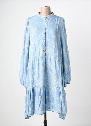 Robe mi-longue imprimé fantaisie manches longues bleu SECOND FEMALE femme