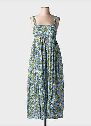 Robe longue imprimé fleurs sans manche bleu BELLEROSE femme
