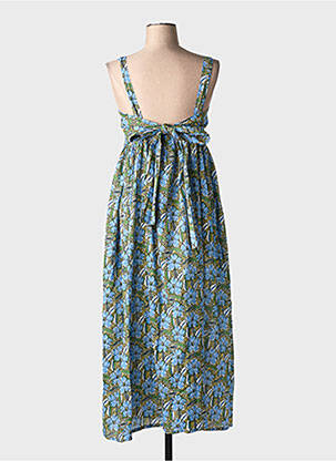Robe longue imprimé fleurs sans manche bleu BELLEROSE femme