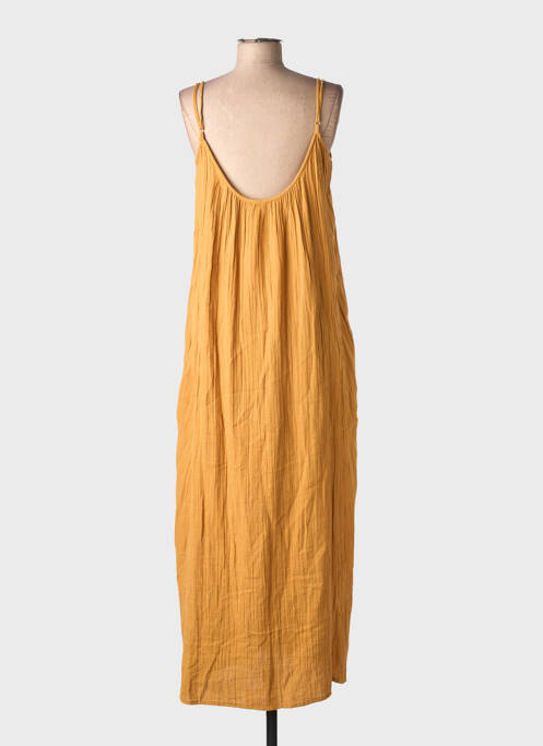Robe longue manches bretelles ajustables fines bretelles marron HOD femme