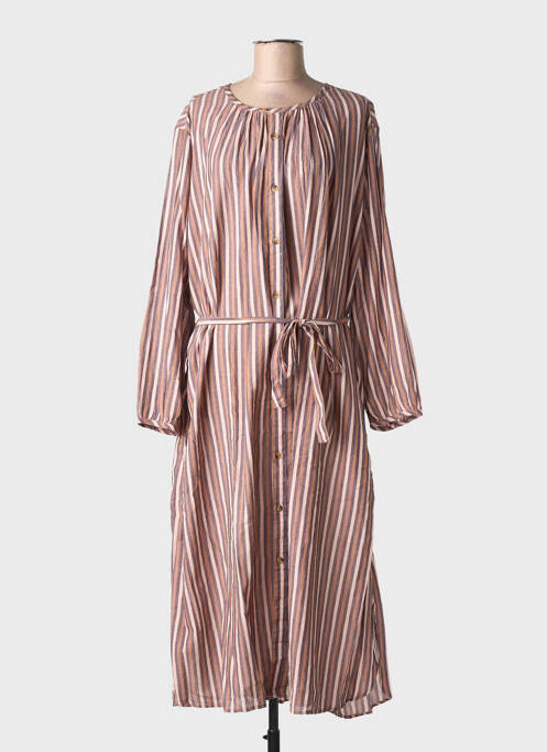 Robe mi-longue manches longues manches longues marron LEON & HARPER femme