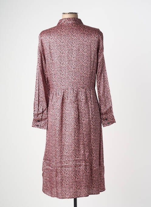 Robe mi-longue imprimé fleurs manches longues rose SET femme