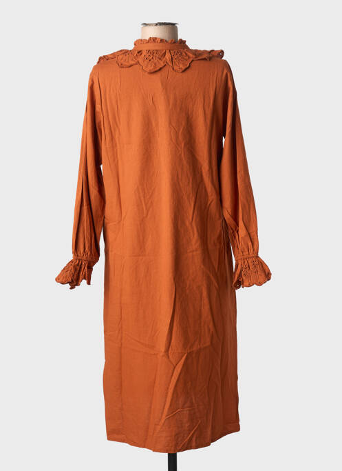 Robe mi-longue manches longues manches longues marron MARLO femme