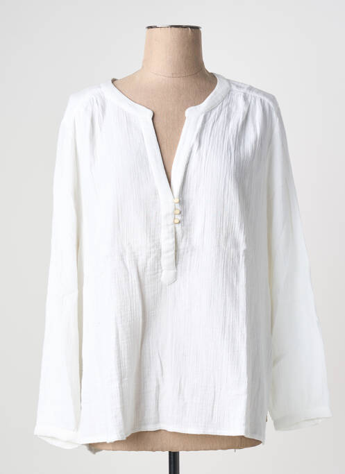 Blouse col rond manches longues blanc DES PETITS HAUTS femme