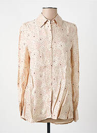 Chemisier imprimé fantaisie manches longues beige DIEGA femme