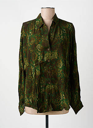 Chemisier imprimé fantaisie manches longues vert HOD femme