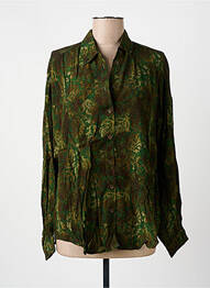 Chemisier imprimé fantaisie manches longues vert HOD femme