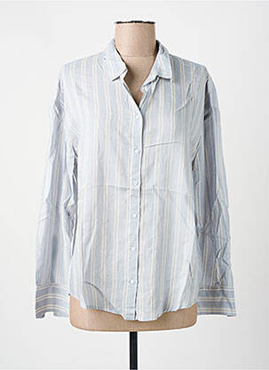 Chemisier tissage popeline manches longues bleu SWILDENS femme