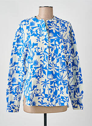 Blouse imprimé fantaisie manches longues bleu CHLOÉ STORA femme