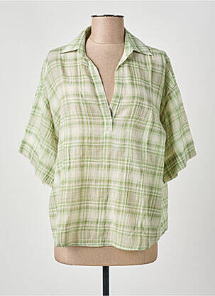 Blouse légère et transparente manches courtes vert DIEGA femme