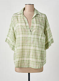 Blouse légère et transparente manches courtes vert DIEGA femme