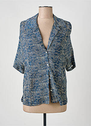 Chemisier manches courtes manches courtes bleu DIEGA femme
