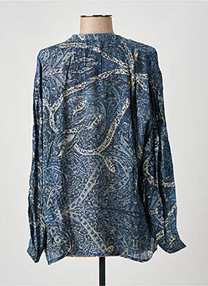 Chemisier tissage crêpe manches longues bleu SWILDENS femme