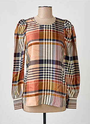 Blouse fermeture boutonnée au dos manches longues marron SECOND FEMALE femme