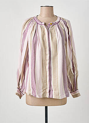 Chemisier tissage crêpe manches longues violet BELLE PIÈCE femme