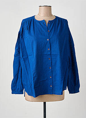Chemisier tissage crêpe manches longues bleu SWILDENS femme