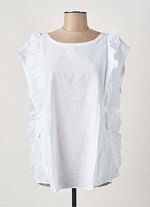 Top coupe cintrée sans manche blanc HARTFORD femme